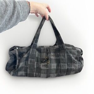 Stüssy Stussy Black & Gray Plaid Check Canvas Duffle Gym Overnight Bag RARE!